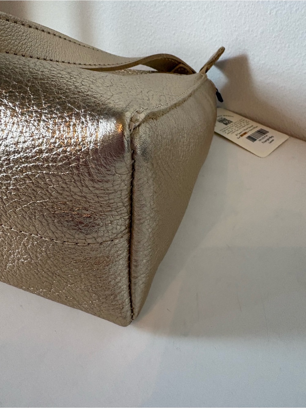 Portland Leather Goods Lucent triangle Metallic Gold Shoulder Bag - Picture 7 of 9